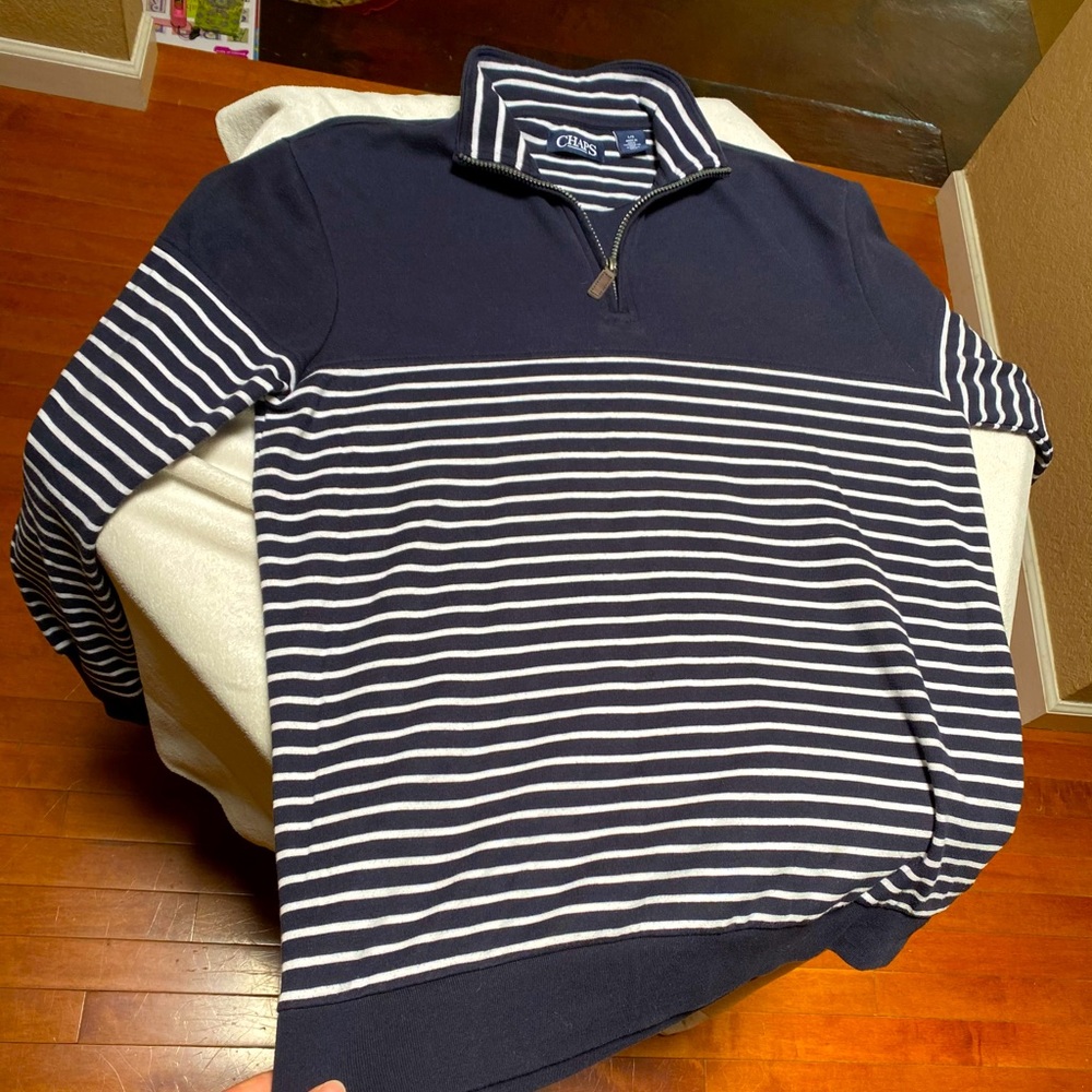 Black and white stripe chaps polo